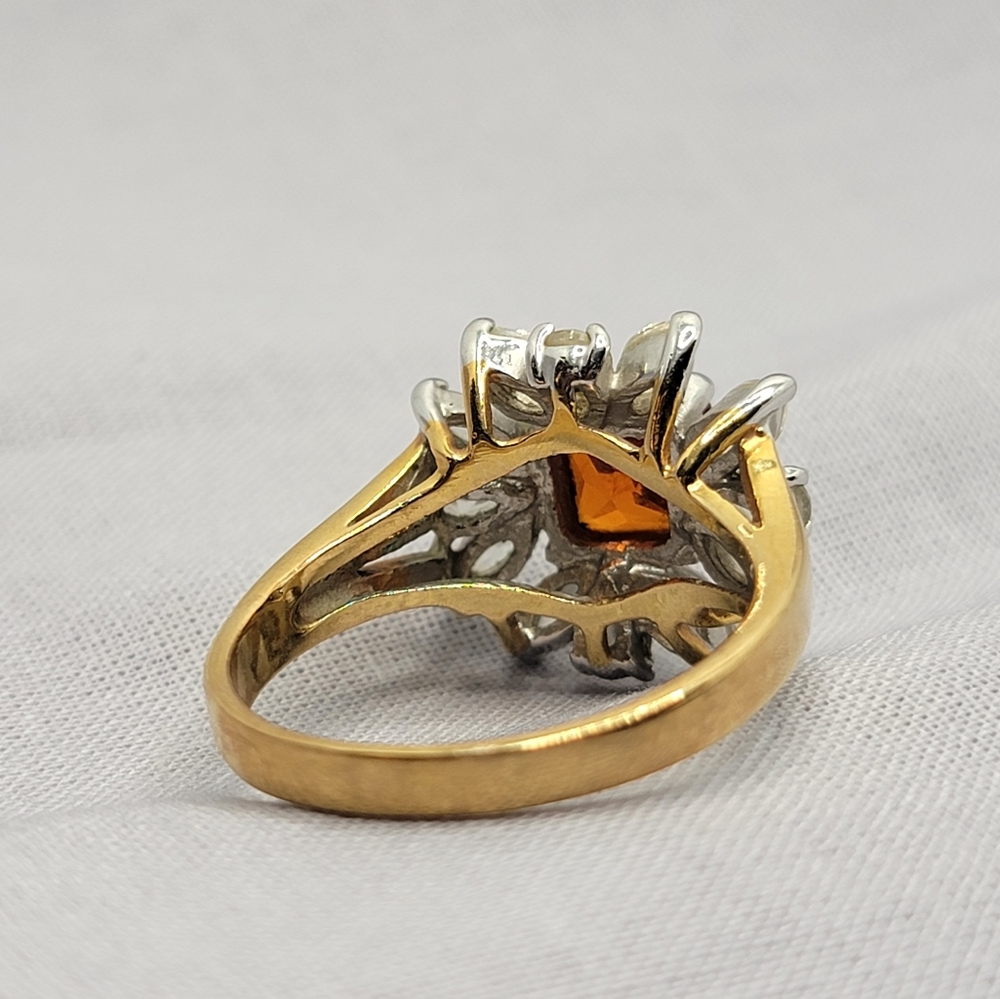Gorgeous Vintage Sunburst Cocktail Ring Simulated Garnet and Diamond - Picture 9 of 12